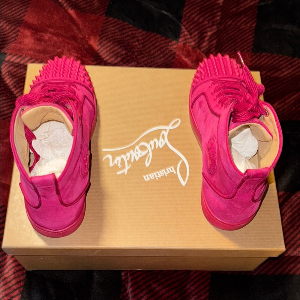 Christian Louboutin Pink High-Top Sneakers - Picture 6 of 12